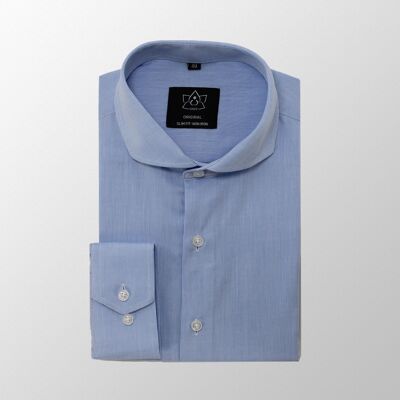 Vercate - NON IRON - Iron Free Shirt - Light Blue - Slim Fit - Jacquard Cotton - Long Sleeve - Men's