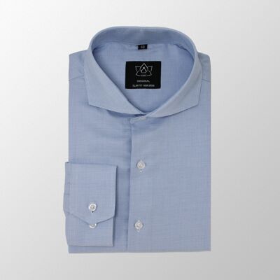 Vercate - NON Iron - Iron Free Shirt - Light Blue - Slim Fit - Jacquard Cotton - Long Sleeve - Men's