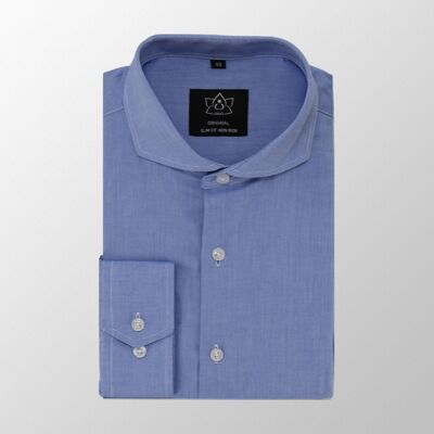 Vercate - NON Iron - Iron Free Shirt - Dark Blue - Slim Fit - Royal Oxford Cotton - Long Sleeve - Men's