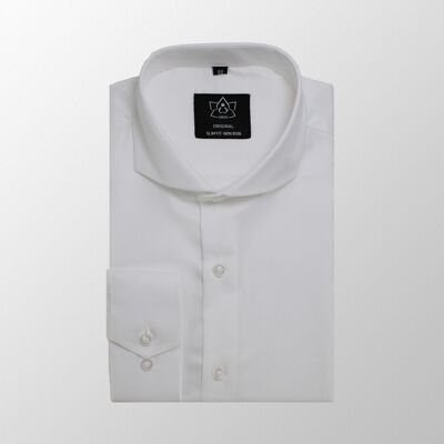 Vercate - NON Iron - Iron Free Shirt - White - Slim Fit - Twill Cotton - Long Sleeve - Men's