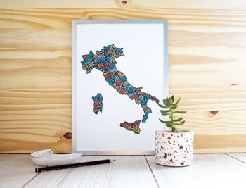 Carte d'Italie des spécialités culinaires /  30 x 40 cm 1