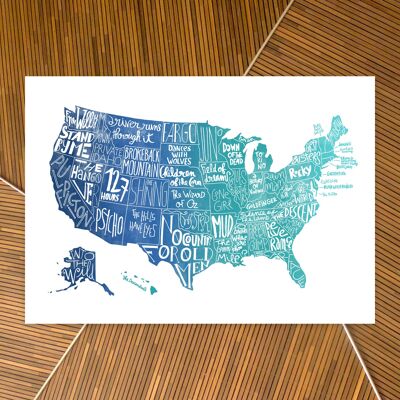 Mapa de películas americanas / 30 x 40 cm