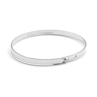 Bracciale rigido bambino in argento 925 con nastro - Incisione JOLIE FRIMOUSSE