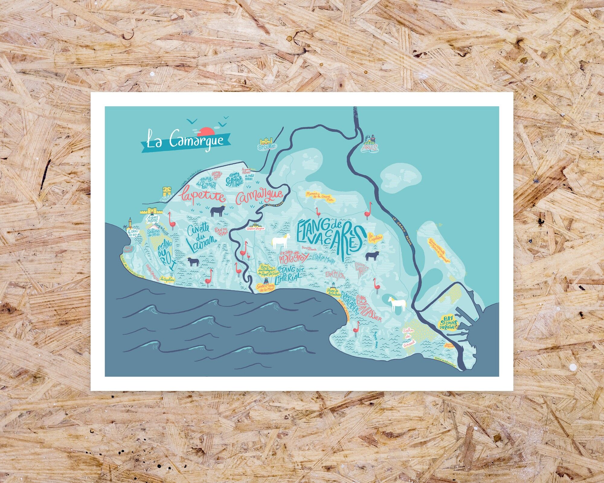 Mappa della Camargue / 40 x 50 cm