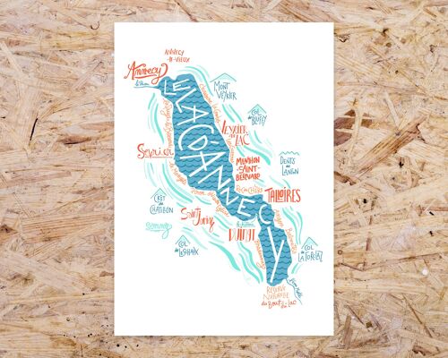 Carte du Lac d'Annecy / 40 x 50 cm