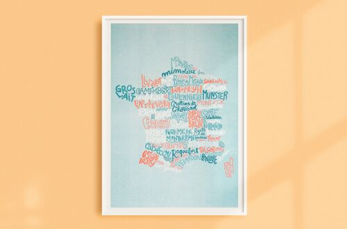 Carte de France des fromages - impression RISO / A3 - 29,7 x 42 cm