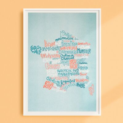 Carte de France des fromages - impression RISO / A3 - 29,7 x 42 cm