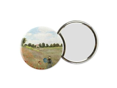 Pocket Mirror W, Ø 80 mm, Monet, field with poppies