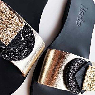 Sandale en cuir pour femmes tendance d'été faite à la main : Geometriko