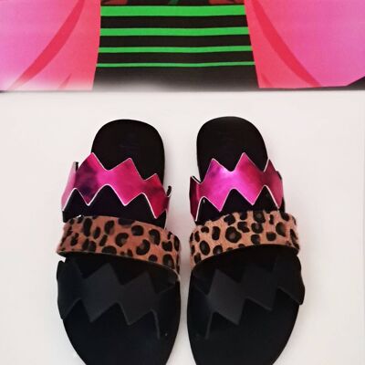 Sandale tendance de la saison estivale en cuir faite à la main : Kalia