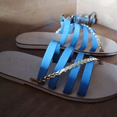 Authentic Greek handmade Nubuck leather sandal : Kalina