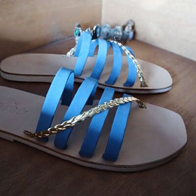 Auténtica sandalia griega de cuero nobuck hecha a mano: Kalina