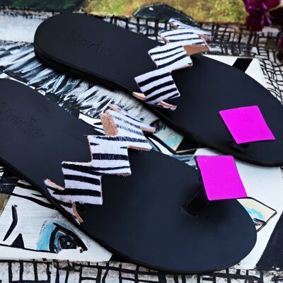 Handgefertigte flache Ledersandalen für Damen : Sandalentrend Kaloni