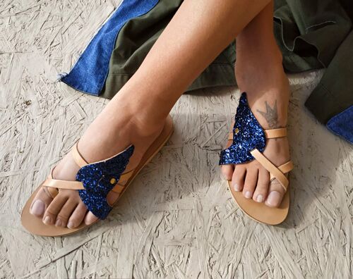 Handcrafted Slide women's Sandal (Glitter Side Ermis) : Melina