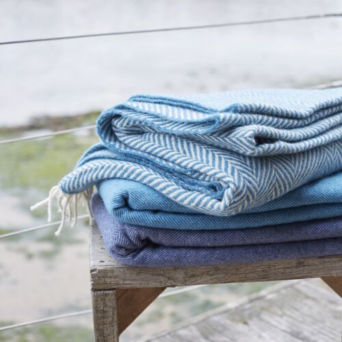 Shetland Wool Blankets - Teal Blue