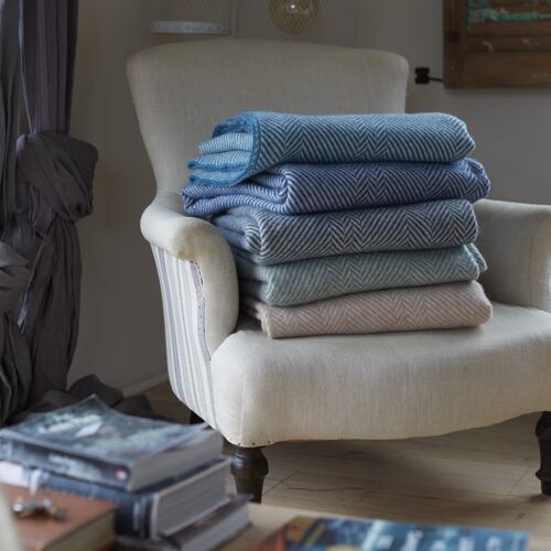 Shetland Wool Blankets - Navy Blue