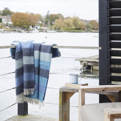 Shetland Wool Striped Blankets - All the Blues