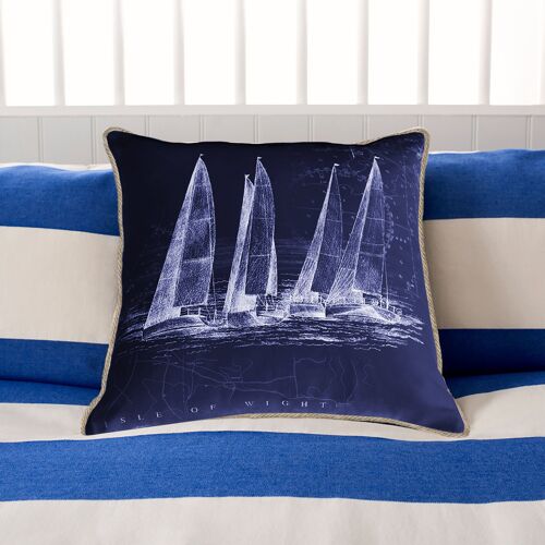 Racing in the Solent Cushion - Limited Edition Blue