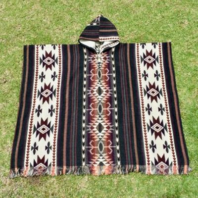 Brown Tribal Large Alpaca Poncho Alpaca Wool Native cultures