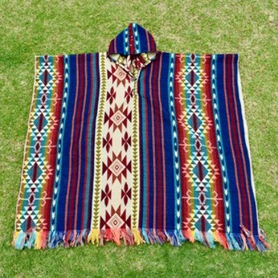 Rainbow Alpaca wool poncho, Aztec poncho unique Unisex hooded poncho, Boho triba