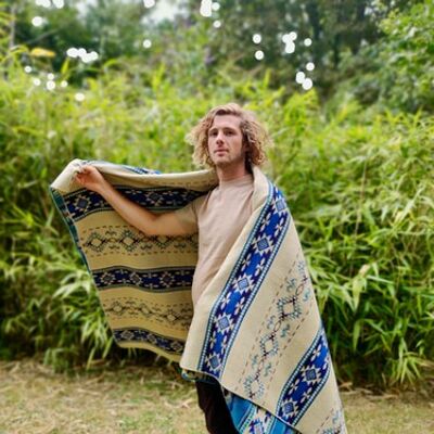 Reversible blanket, Geometric Alpaca throw, boho Home decor, Christmas gift