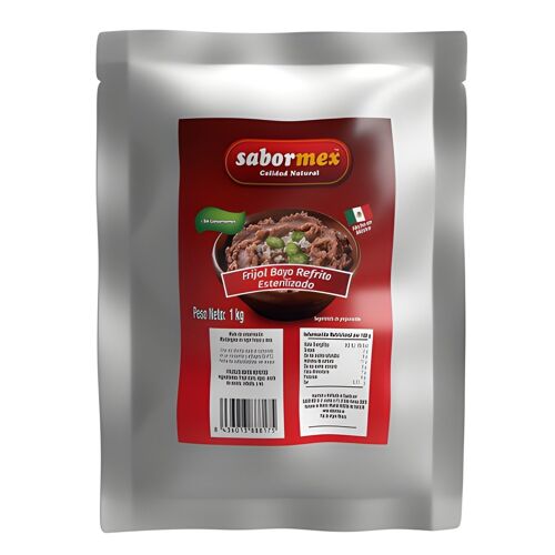 Haricots bruns frits en poche - Sabormex - 1 Kg