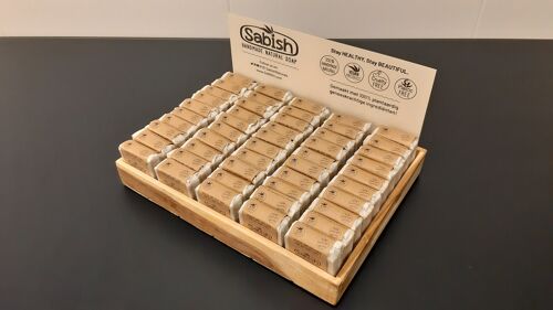 Teak Wood Display of 50 Soap Bars  -  including 50pcs of Lavender Dreams - Handmade Hydrating Shower Soap bars