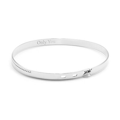 Women's 925 silver beaded ribbon bangle - ONLY YOU engraving