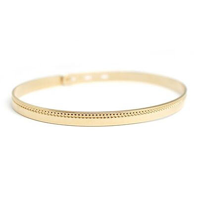 Women's gold-plated beaded ribbon bangle - ONLY YOU engraving