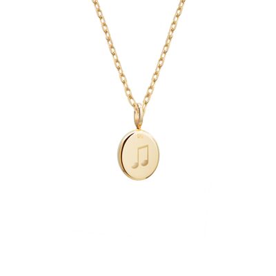 Collana da donna con medaglia ovale in lapislazzuli placcata oro - Incisione MUSICA