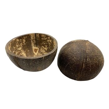Bol en noix de coco, finition texturée naturelle, petit, diamètre 8-10 cm, lot de 2 4