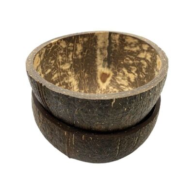 Kokosnussschale, natürliche strukturierte Oberfläche, klein, 8–10 cm Durchmesser, 2er-Set