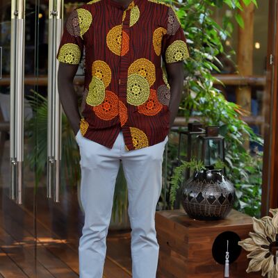 Men’s African Print Shirt - Brown