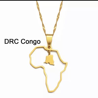 Custom African country Necklace - DRC (Democratic Republic of Congo)