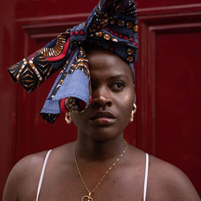 African Print Headwrap - Blue
