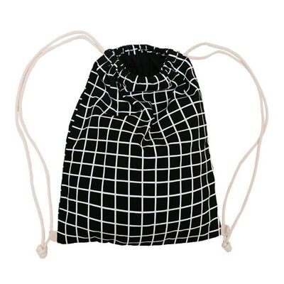 Gym bag backpack canvas checkered black