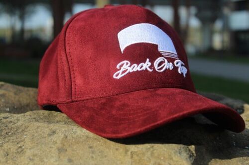 Back On Top suade red baseball cap