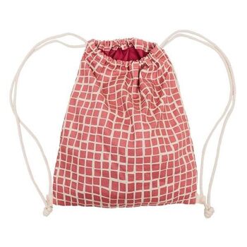 Sac de sport sac à dos en toile à carreaux rose foncé
