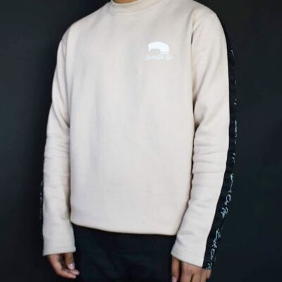 Back On Top beige O neck striped jumper