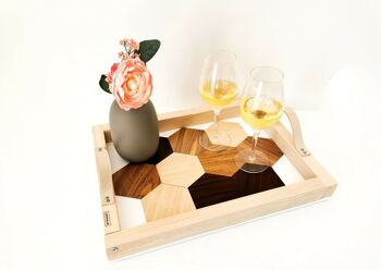 Plateau apéritif, sous verres intégrés - Bois 2