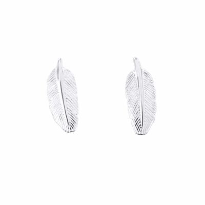 Feather Stud Earrings- Silver