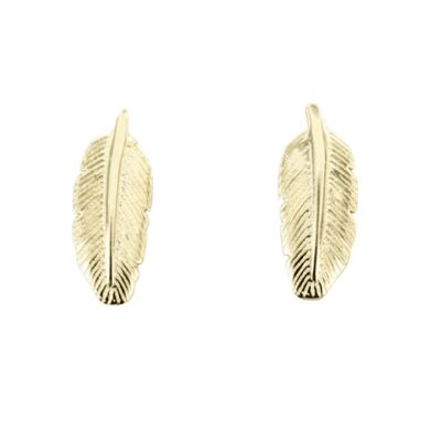 Feather Stud Earrings- Gold