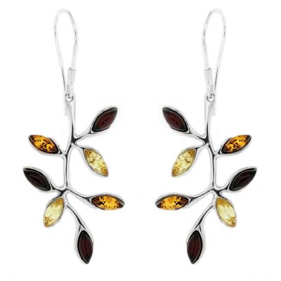 Mixed Amber Branch Drop Earrings and Presentation Box