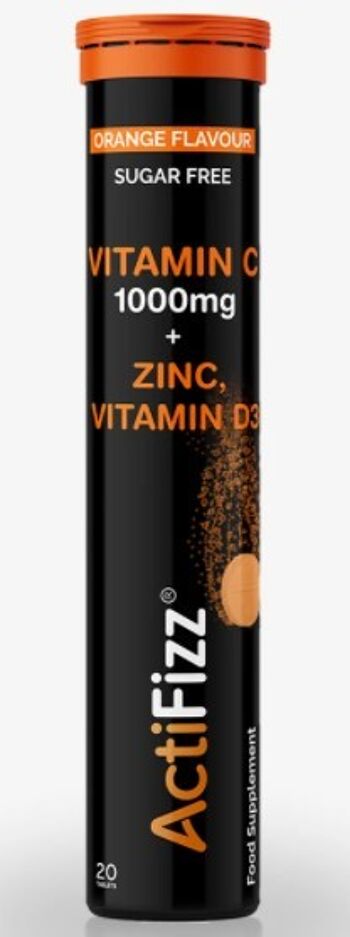 ActiFizz Vitamine C 1000 mg + D + Zinc Effervescent Orange 20s - Lot de 10