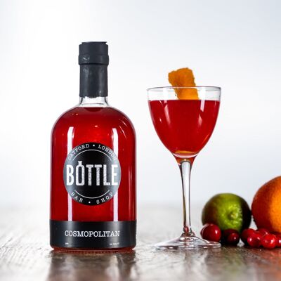 Cosmopolitan Cocktail, made with vodka, orange liqueur, cranberry and lime