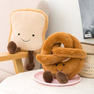 Cute Pretzel Stuffed Toast Food Plush Toy , SKU054