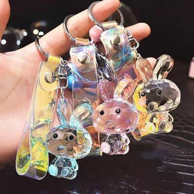 Dazzle Color Crystal Rabbit Key Ring , SKU367