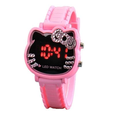 Digital LED Kids Watch Cartoon Cat Children Watches , SKU439