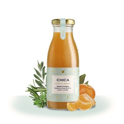 ECOLOGICAL MANDARIN JUICE WITH OLIVE LEAVES, ROSEMARY AND THYME