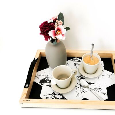 Aperitif tray, integrated coasters - marble
